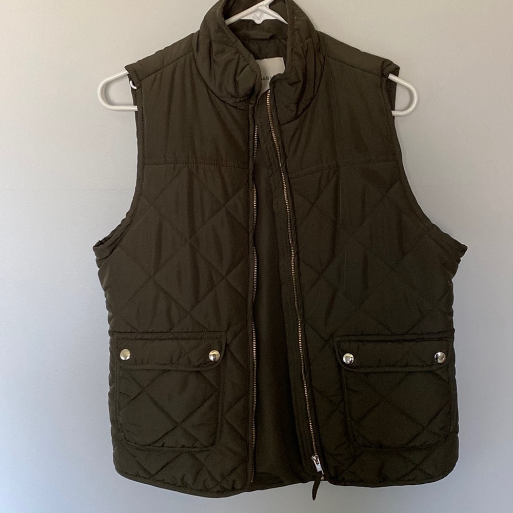 Olive quilted vest